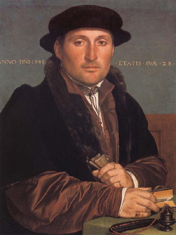 Hans holbein the younger Portrait of a young mercant Norge oil painting art
